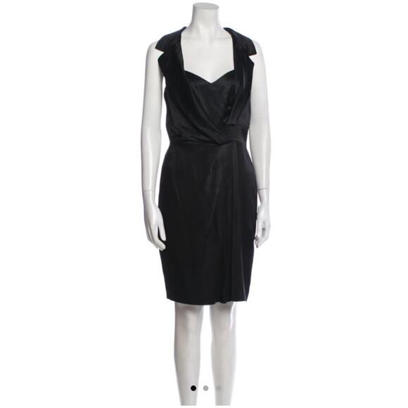 Theia Black Silk Mini-Dress Size 4 - Picture 1 of 10
